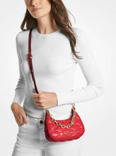 Load image into Gallery viewer, MICHAEL KORS CORA QUILTED MINI ZIP POUCHETTE  IN BRIGHT RED
