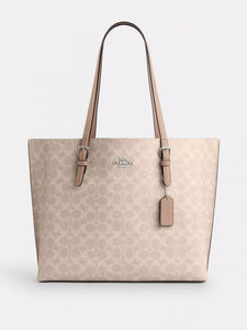 COACH MOLLIE TOTE BAG SIGNATURE CANVAS CV967 IN SILVER/SAND/TAUPE