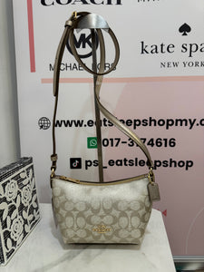 COACH ZIP TOP CROSSBODY BAG IN SIGNATURE CANVAS (COACH CW338) GOLD/CHAMPAGNE MULTI