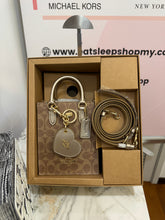 Load image into Gallery viewer, COACH BOXED MINI TOTE BAG AND MIRROR BAG CHARM SET IN SIGNATURE CANVAS (COACH CX188) GOLD/TAN/LIGHT CHAMPAGNE
