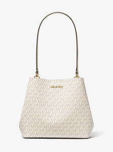MICHAEL KORS PRATT MEDIUM BUCKET SHOULDER IN SIGNATURE LIGHT CREAM