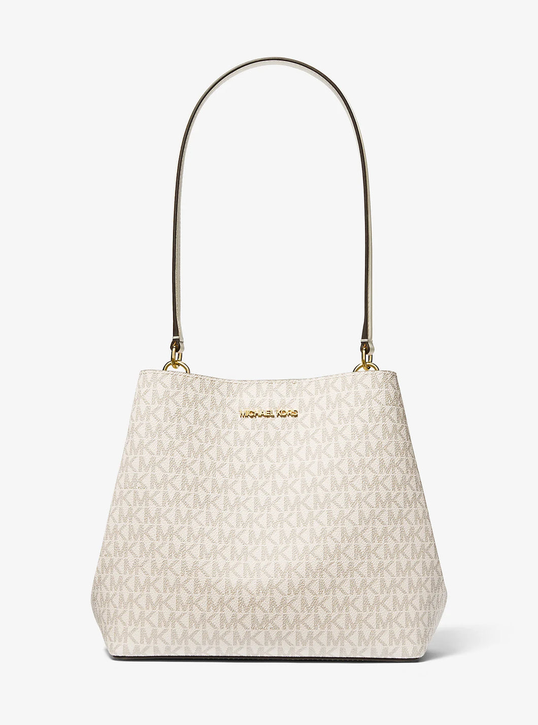 MICHAEL KORS PRATT MEDIUM BUCKET SHOULDER IN SIGNATURE LIGHT CREAM