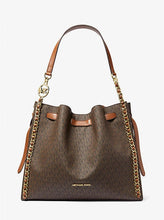 Load image into Gallery viewer, MICHAEL KORS MINA LARGE BELTED CHAIN INLY SHOULDER BAG IN SIGNATURE BROWN
