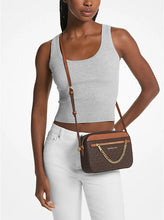 Load image into Gallery viewer, MICHAEL KORS JET SET ITEM LARGE EW ZIP CHAIN CROSSBODY SIGNATURE IN BROWN
