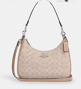 COACH TERI HOBO BAG IN SIGNATURE CANVAS CV940 IN SILVER/SAND/TAUPE