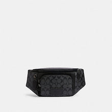Load image into Gallery viewer, COACH TRACK BELT BAG IN SIGNATURE CANVAS C3765 IN CHARCOAL/BLACK
