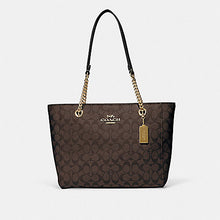 Load image into Gallery viewer, COACH CAMMIE CHAIN TOTE IN SIGNATURE CANVAS IM/BROWN BLACK C8148
