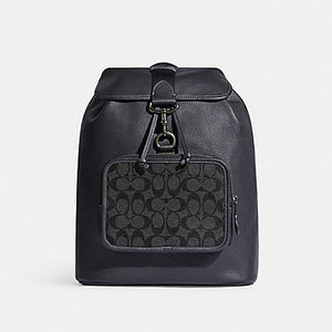 COACH WEST SULLIVAN BACKPACK SIGNATURE CANVAS IN GUNMETAL/CHARCOAL/BLK (C9864)