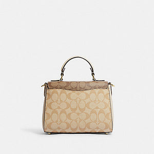 COACH MORGAN TOP HANDLE SATCHEL IN BLOCK SIGNATURE CH314 IN GOLD LIGHT KHAKI MULTI