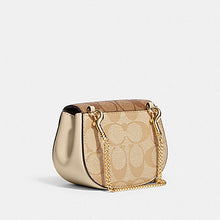 Load image into Gallery viewer, COACH MORGAN CARD CASE ON A CHAIN IN SIGNATURE GOLD/LIGHT KHAKI MULTI (CJ541)
