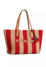 Load image into Gallery viewer, COACH CITY TOTE BAG WITH CHARMS IN RED TAN (CER30)
