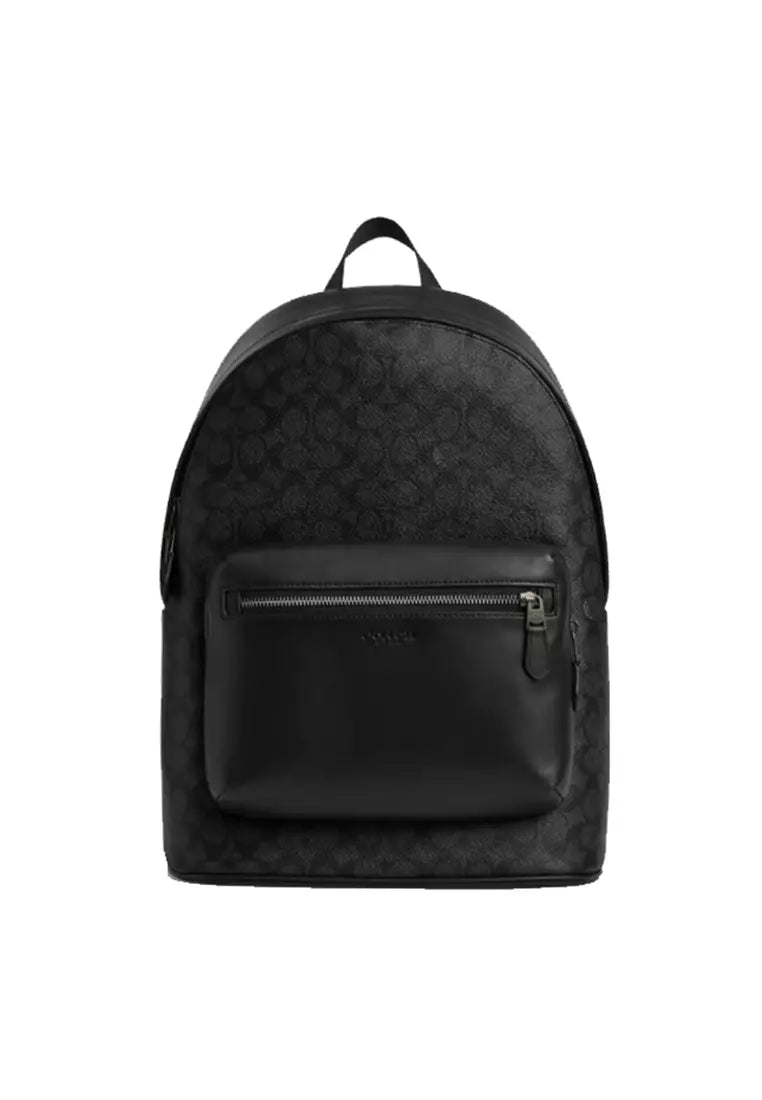 COACH WEST BACKPACK IN SIGNATURE CANVAS (COACH CV925) GUNMETAL/CHARCOAL/BLACK