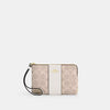 CORNER CORNER ZIP WRISTLET IN SIGNATURE CANVAS WITH STRIPE (COACH CW854) GOLD/SAND/CHALK