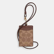 COACH LANYARD IN SIGNAURE CANVAS (COACH CZ285) GOLD/TAN/BROWN