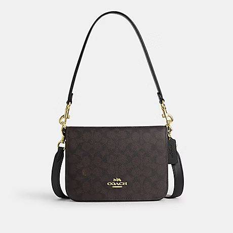 COACH QUINN BAG IN SIGNATURE CANVAS (COACH CZ770) GOLD/WALNUT/BLACK