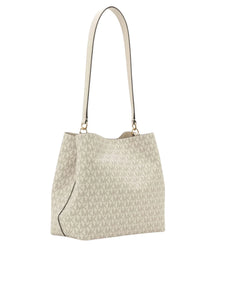 MICHAEL KORS PRATT MEDIUM BUCKET SHOULDER IN SIGNATURE LIGHT CREAM
