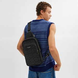 COACH ETHAN PACK IN SIGNATURE CANVAS CZ393 IN GUNMETAL/CHARCOAL/BLACK