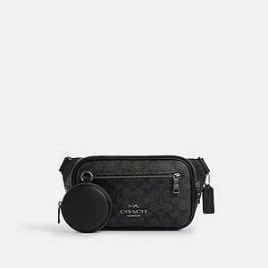 COACH ELIAS BELT BAG IN SIGNATURE CANVAS (COACH CZ400) GUNMETAL/CHARCOAL/BLACK
