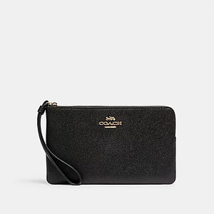 COACH LARGE CORNER ZIP WRISTLET IN BLACK CV395