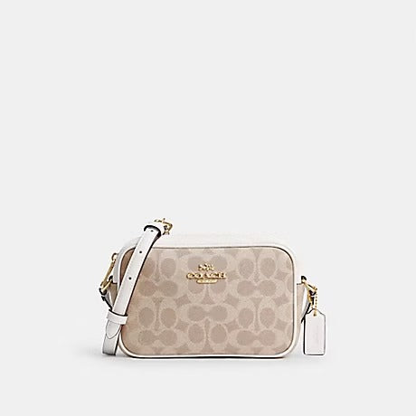 COACH MINI JAMIE CAMERA BAG IN SIGNATURE CANVAS (COACH CY752) GOLD/SAND/CHALK