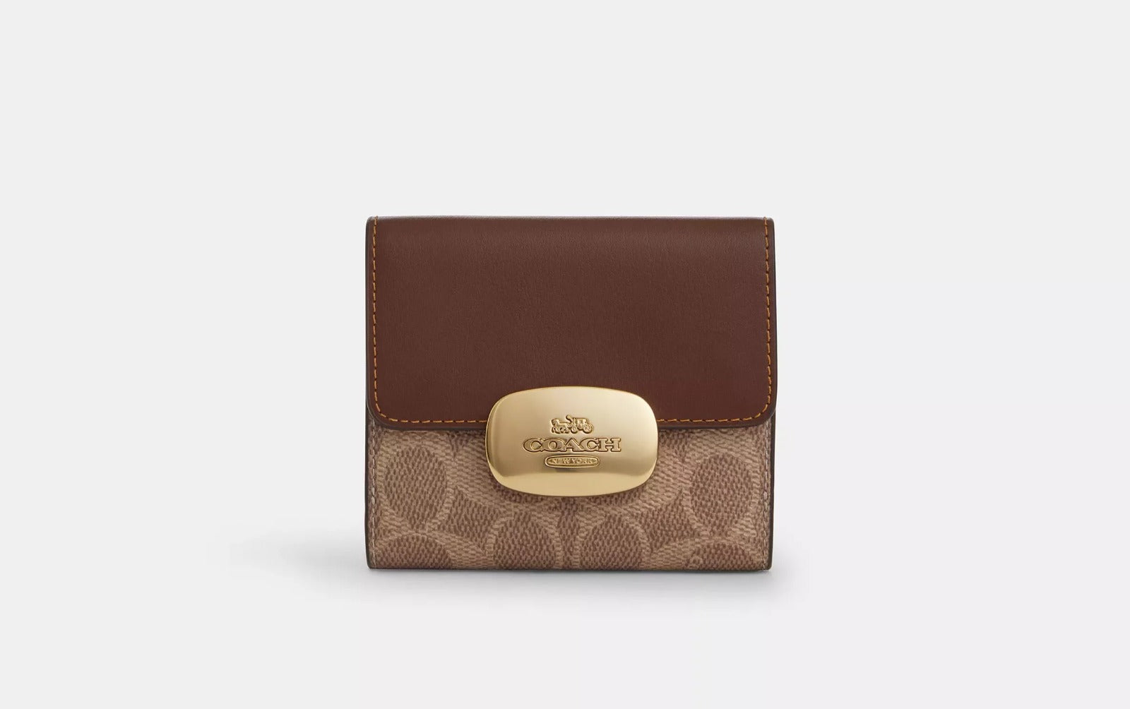 COACH ELIZA SMALL WALLET IN SIGNATURE CANVAS TAN BROWN – eatsleepshop