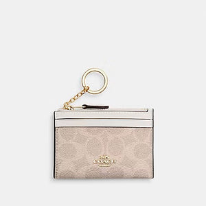 COACH MINI SKINNY ID CASE IN SIGNATURE CANVAS (COACH CW870) GOLD/SAND/CHALK