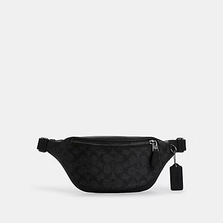 COACH WARREN MINI BELT BAG IN SIGNATURE CANVAS CW369 IN GUNMETAL/CHARCOAL/BLACK