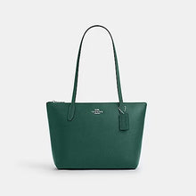 Load image into Gallery viewer, COACH FIONA ZIP TOTE BAG IN SIGNATURE CANVAS CW395 IN SILVER/EMERALD GREEN
