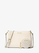 Load image into Gallery viewer, GIFT SET IN LIGHT CREAM : MICHAEL KORS TRISHA MEDIUM LOGO CROSSBODY IN LIGHT CREAM
