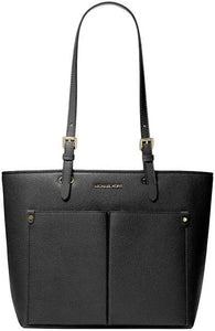MICHAEL KORS JET SET TRAVEL MEDIUM DOUBLE POCKET TOTE IN BLACK