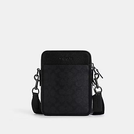 COACH SULLIVAN CROSSBODY IN BLOCKED SIGNATURE CANVAS CW388 IN GUNMETAL/CHARCOAL/BLACK