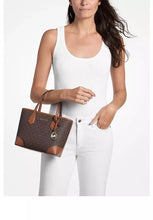 Load image into Gallery viewer, MICHAEL KORS EVA XS CONVERTIBLE TOTE IN SIGNATURE BROWN
