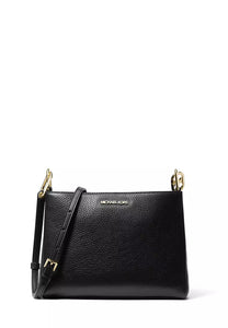 MICHAEL KORS TRISHA MEDIUM LOGO IN BLACK LEATHER