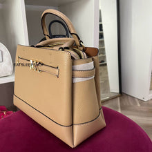 Load image into Gallery viewer, MICHAEL KORS REED CENTER ZIP SMALL SATCHEL IN CAMEL
