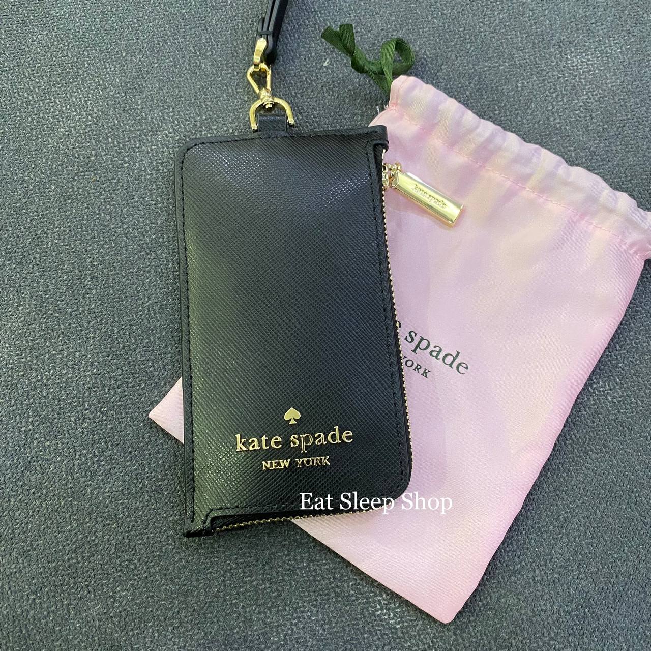 KATE SPADE MADISON CARD CASE LANYARD IN BLACK