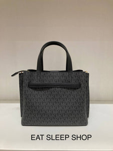 MICHAEL KORS EMILIA SMALL SATCHEL SIGNATURE IN BLACK