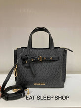 Load image into Gallery viewer, MICHAEL KORS EMILIA SMALL SATCHEL SIGNATURE IN BLACK
