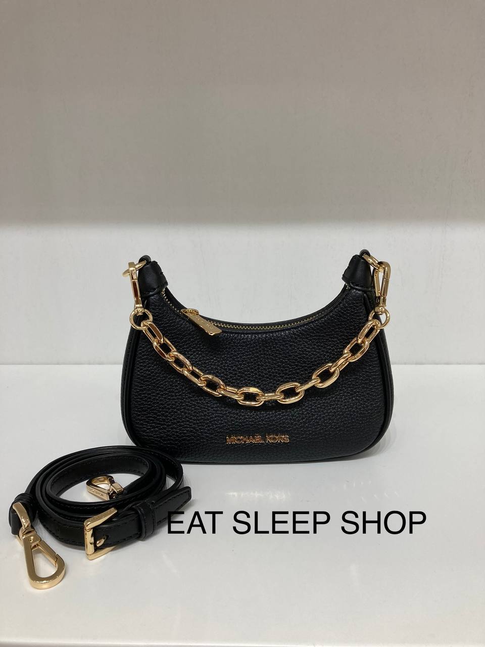 MICHAEL KORS CORA MINI ZIP POUCHETTE IN BLACK eatsleepshop