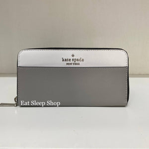 KATE SPADE STACI COLORBLOCK LARGE CONTINENTAL WALLET IN NIMBUS GREY MULTI