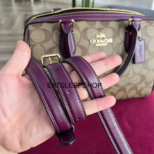 Load image into Gallery viewer, COACH ROWAN SATCHEL IN SIGNATURE CANVAS KHAKI DEEP BERRY (CH280)
