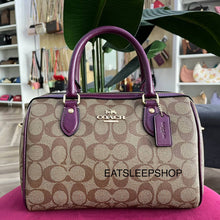 Load image into Gallery viewer, COACH ROWAN SATCHEL IN SIGNATURE CANVAS KHAKI DEEP BERRY (CH280)

