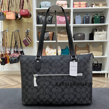 Load image into Gallery viewer, COACH GALLERY TOTE SIGNATURE CANVAS IN SV/GRAPHITE BLACK (COACH CH504)
