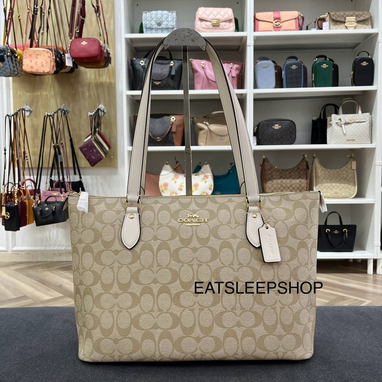 COACH GALLERY TOTE SIGNATURE CANVAS CS187 IN LIGHT KHAKI CHALK
