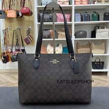 Load image into Gallery viewer, COACH GALLERY TOTE SIGNATURE CANVAS IN BROWN BLACK (COACH CH504)
