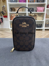 Load image into Gallery viewer, COACH EVA SIGNATURE PHONE CROSSBODY CC872 IN BROWN/BLACK
