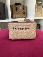 Load image into Gallery viewer, COACH MEDIUM CORNER ZIP WALLET SIGNATURE EMBOSSED IN TAUPE CM241
