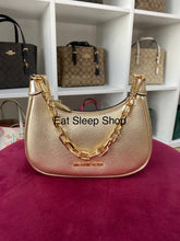 Load image into Gallery viewer, MICHAEL KORS CORA MINI ZIP POUCHETTE IN PALE GOLD
