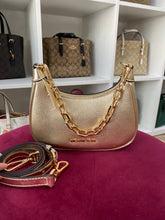 Load image into Gallery viewer, MICHAEL KORS CORA MINI ZIP POUCHETTE IN PALE GOLD
