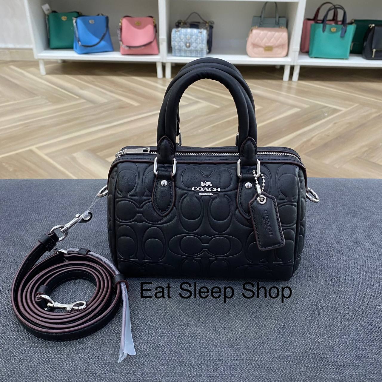 COACH MINI ROWAN CROSSBODY WITH SIGNATURE EMBOSSED CN754 IN BLACK