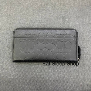 COACH ACCORDION WALLET IN SIGNATURE LEATHER BLACK CE551